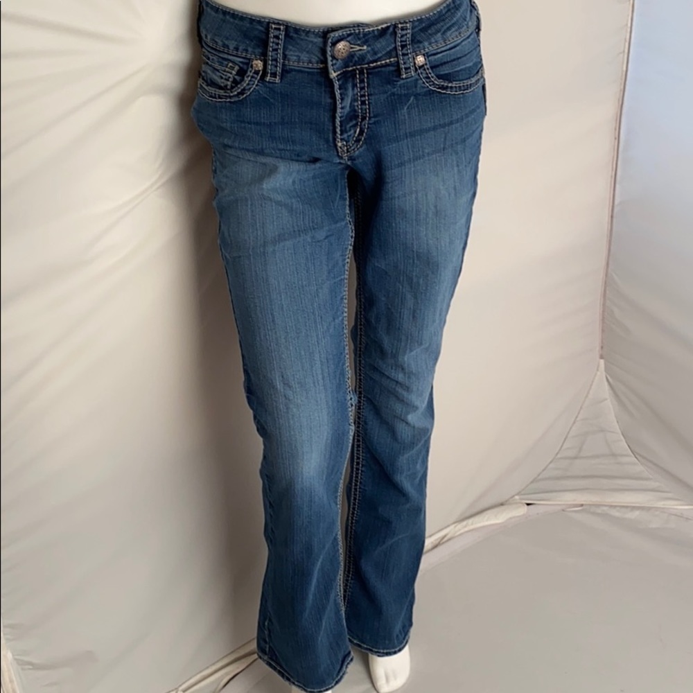 Silver suki mid slim boot medium wash blue jeans 30x33